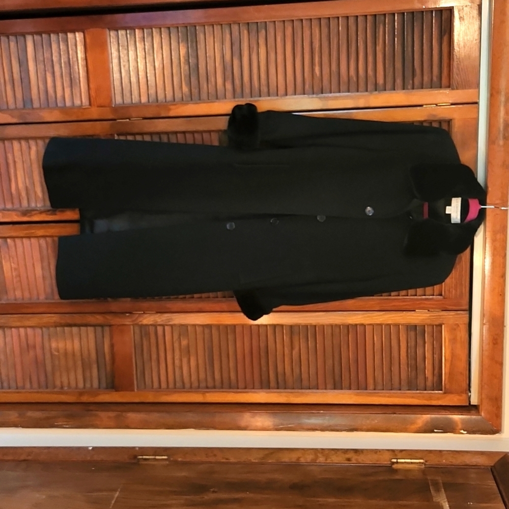 Vintage 1990s Liz Claiborne Pea Coat with fur 12P like new in mint condition
